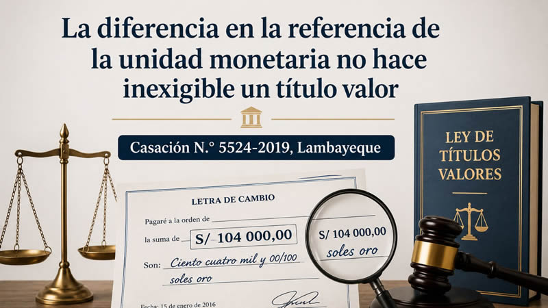 La diferencia en la referencia de la unidad monetaria no hace inexigible un título valor: comentarioa la Casación N.° 5524-2019, Lambayeque